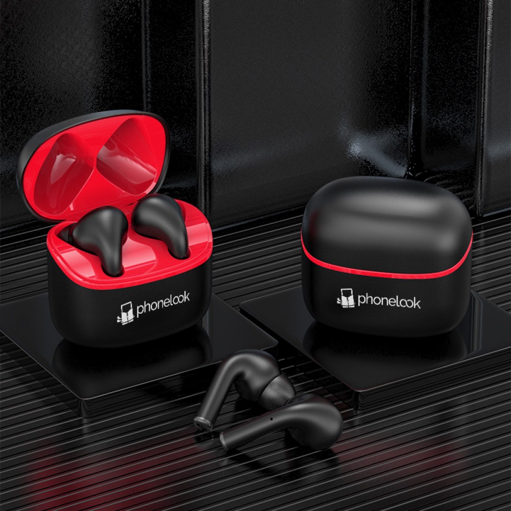 PhoneLook Pods "In-Ear" - In-Ear-Kopfhörer Bluetooth 5.0 mit integriertem Mikrofon + wireless Lade-Etui + Silikonspitzen - Schwarz