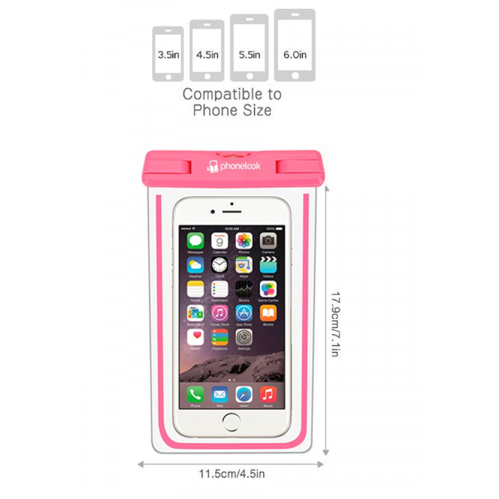 Wasserdichte Smartphone Tüte mit berührungsempfindlicher Hülle PhoneLook - Rosa