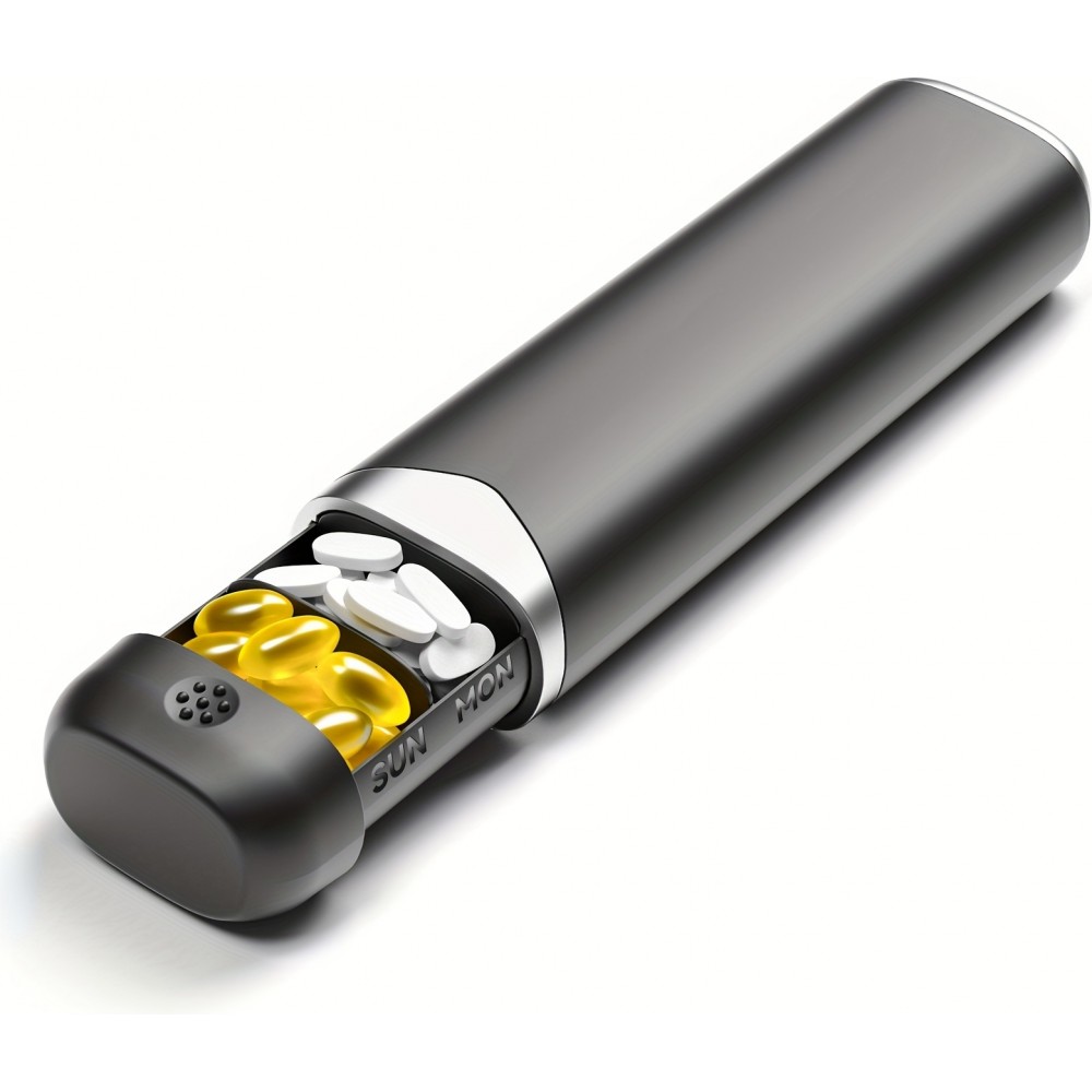 Pilulier portable semainier 7 jours boîte à pilules compacte distributeur de médicaments - Noir