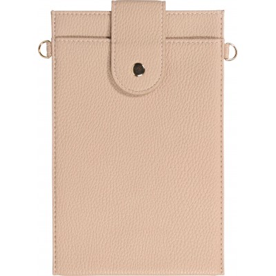 Pochette à bandoulière universelle pour smartphone en cuir végétal avec lanière en cuir (végétal) - Beige