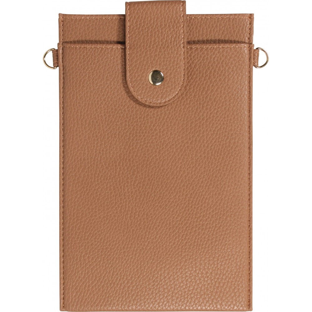 Elegante universelle Smartphone Umhängetasche aus veganem Leder inkl. Umhängegurt aus Leder (vegan) - Braun