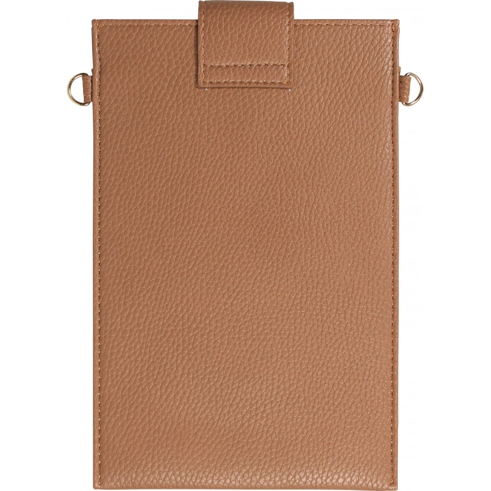 Elegante universelle Smartphone Umhängetasche aus veganem Leder inkl. Umhängegurt aus Leder (vegan) - Braun