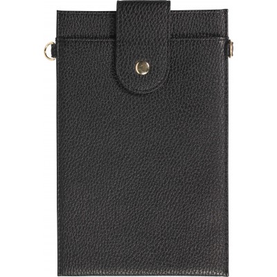Pochette à bandoulière universelle pour smartphone en cuir végétal avec lanière en cuir (végétal) - Noir