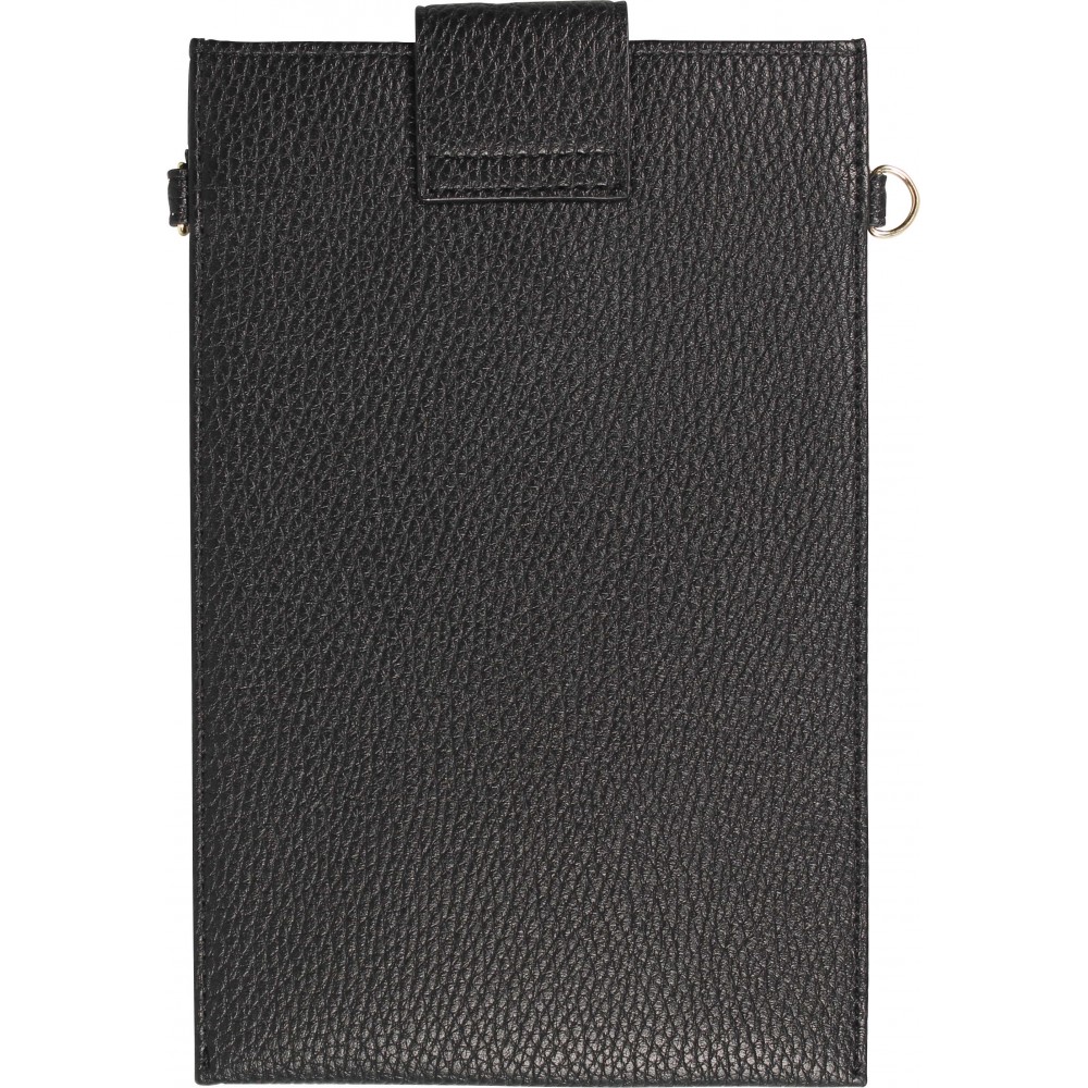Pochette à bandoulière universelle pour smartphone en cuir végétal avec lanière en cuir (végétal) - Noir