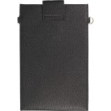 Pochette à bandoulière universelle pour smartphone en cuir végétal avec lanière en cuir (végétal) - Noir