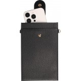 Pochette à bandoulière universelle pour smartphone en cuir végétal avec lanière en cuir (végétal) - Noir