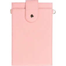 Pochette à bandoulière universelle pour smartphone en cuir végétal avec lanière en cuir (végétal) - Rose