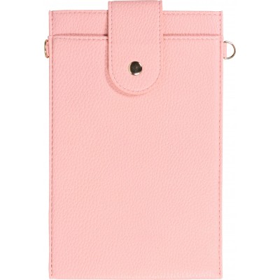 Pochette à bandoulière universelle pour smartphone en cuir végétal avec lanière en cuir (végétal) - Rose