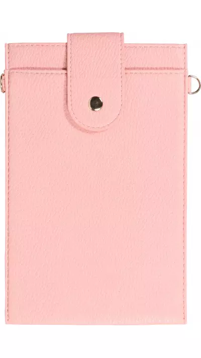 Elegante universelle Smartphone Umhängetasche aus veganem Leder inkl. Umhängegurt aus Leder (vegan) - Rosa