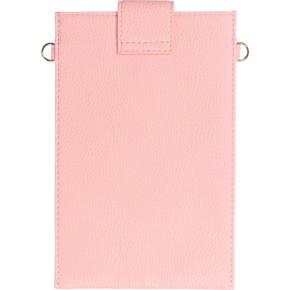 Pochette à bandoulière universelle pour smartphone en cuir végétal avec lanière en cuir (végétal) - Rose