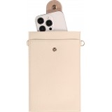 Elegante universelle Smartphone Umhängetasche aus veganem Leder inkl. Umhängegurt aus Leder (vegan) - Sand