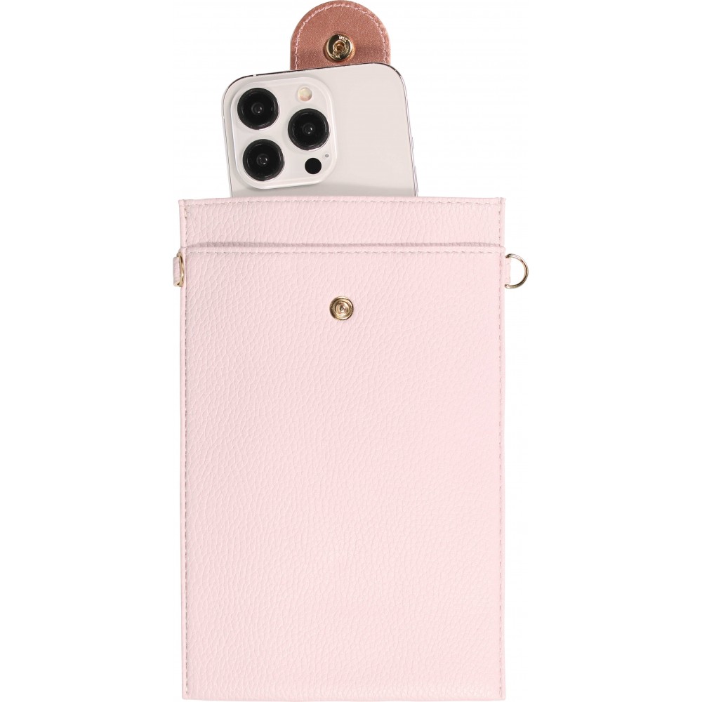 Pochette à bandoulière universelle pour smartphone en cuir végétal avec lanière en cuir (végétal) - Violet clair