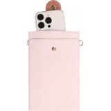 Pochette à bandoulière universelle pour smartphone en cuir végétal avec lanière en cuir (végétal) - Violet clair
