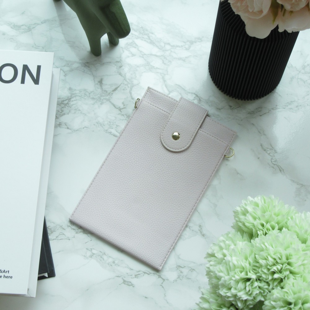 Pochette à bandoulière universelle pour smartphone en cuir végétal avec lanière en cuir (végétal) - Violet clair