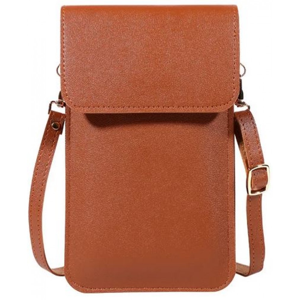 Pochette bandouliere pour telephone et accessoire avec fenetre transparente Brun Acheter sur PhoneLook