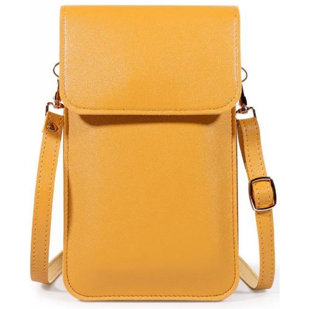 Pochette bandouliere pour telephone et accessoire avec fenetre transparente Jaune moutarde Acheter sur PhoneLook