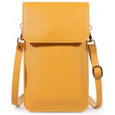 Pochette bandoulière pour téléphone et accessoire avec fenêtre transparente - Jaune moutarde