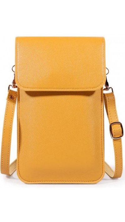 Pochette bandoulière pour téléphone et accessoire avec fenêtre transparente - Jaune moutarde