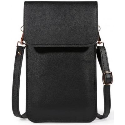 Pochette bandoulière pour téléphone et accessoire avec fenêtre transparente - Noir