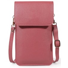 Pochette bandoulière pour téléphone et accessoire avec fenêtre transparente - Vieux rose