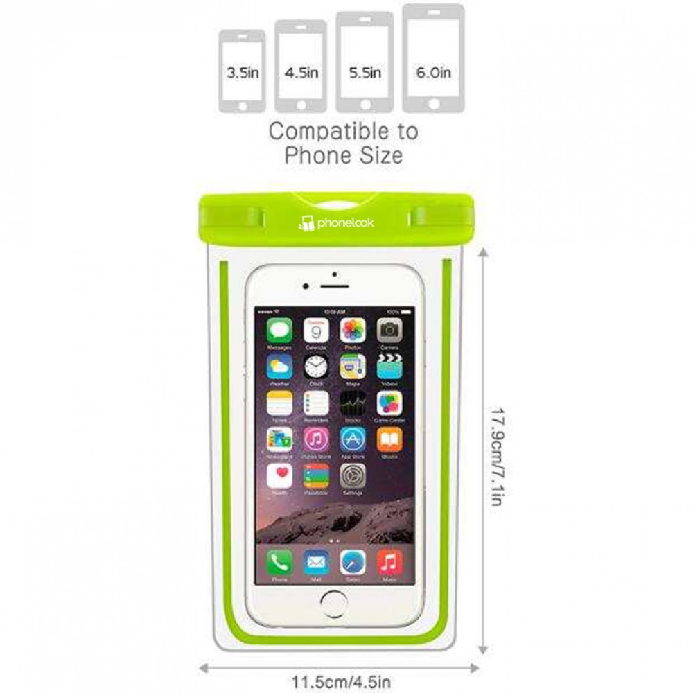 Pochette étanche waterproof pour smartphone avec capacité tactile PhoneLook - Vert