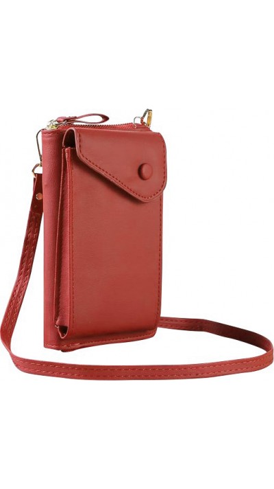 Pochette téléphone porte-monnaie 2 en 1 avec lanière amovible - Bordeau