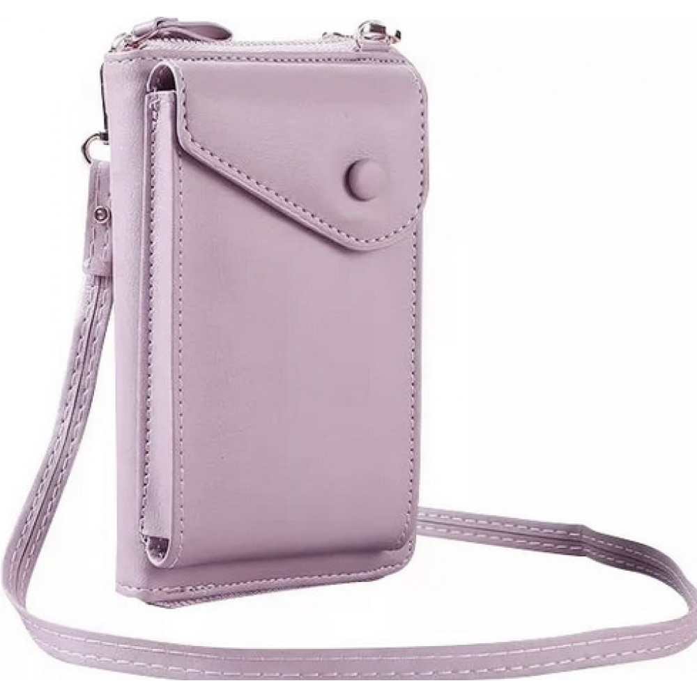 Pochette téléphone porte-monnaie 2 en 1 avec lanière amovible - Violet