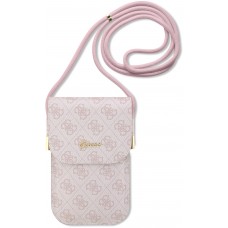 Pochette universelle Guess avec lanière bandoulière et porte-carte intégrés - Rose clair