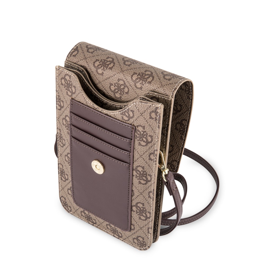 Universaltasche/kleine Tasche von Guess mit Monogramm aus Kunstleder und integriertem Riemen - Braun