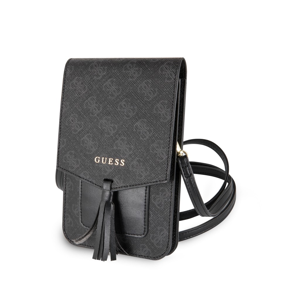 Universaltasche/kleine Tasche von Guess mit Monogramm aus Kunstleder und integriertem Riemen - Schwarz/grau