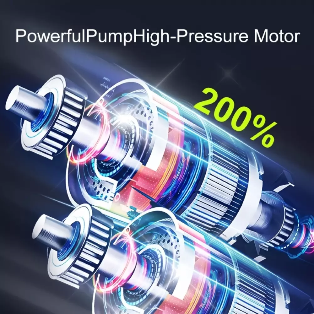 Pompe &agrave; pneus portable 150PSI avec manom&egrave;tre LED et recharge rapide sans fil pour voiture moto v&eacute;lo