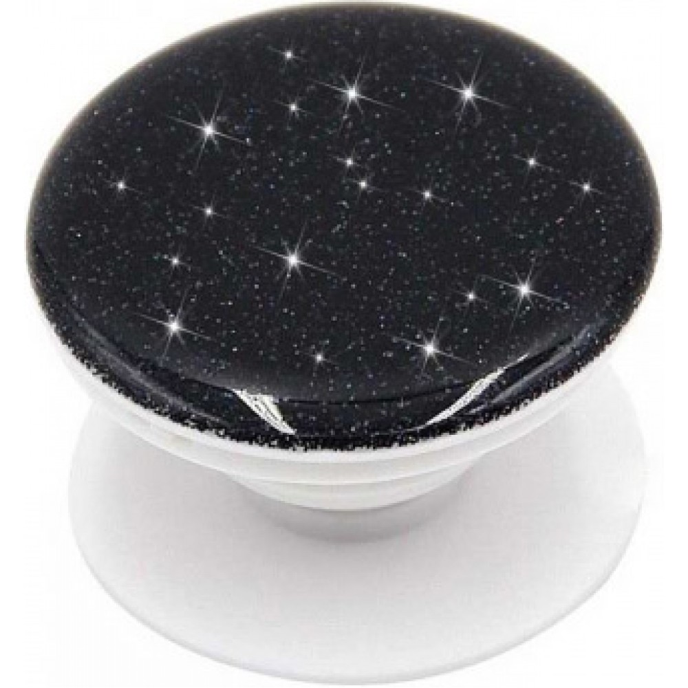 Pop Socket 3D Paillettes - Support de doigt interchangeable pour Smartphone / Tablettes - Noir