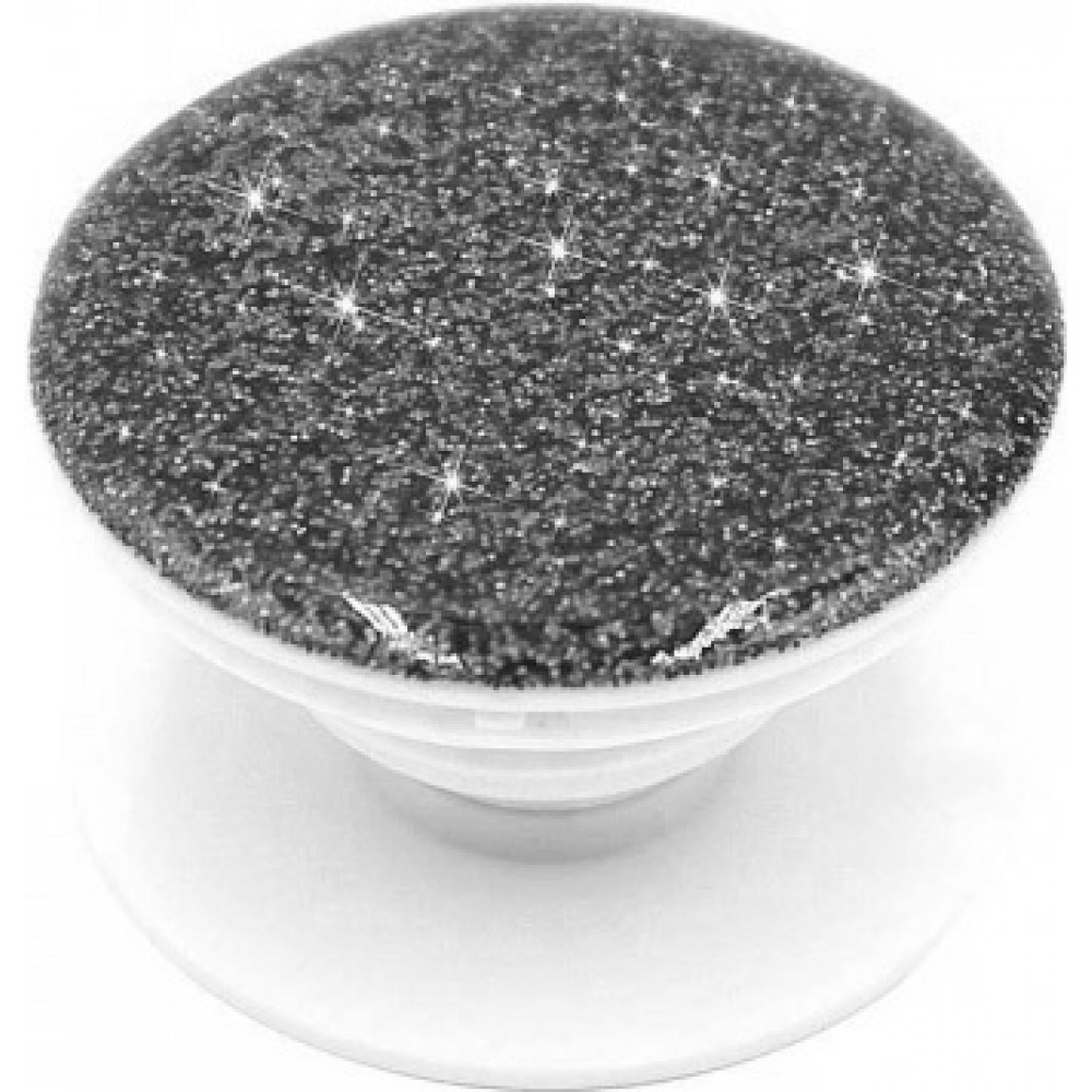 Pop Socket 3D Glitzer - Austauschbare Finger & Einhand Halterung für Smartphone / Tablets - Silber