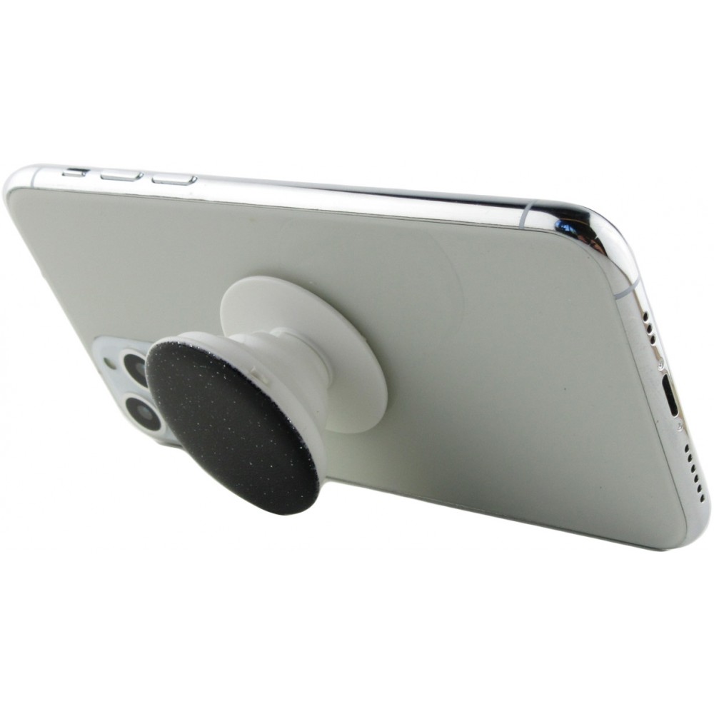 Pop Socket 3D Glitzer - Austauschbare Finger & Einhand Halterung für Smartphone / Tablets - Silber