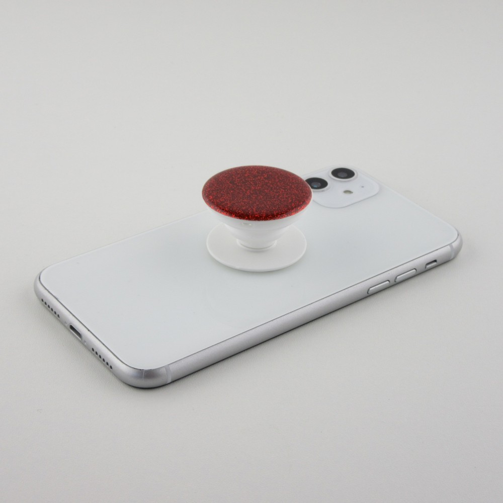 Pop Socket 3D Glitzer - Austauschbare Finger & Einhand Halterung für Smartphone / Tablets - Silber