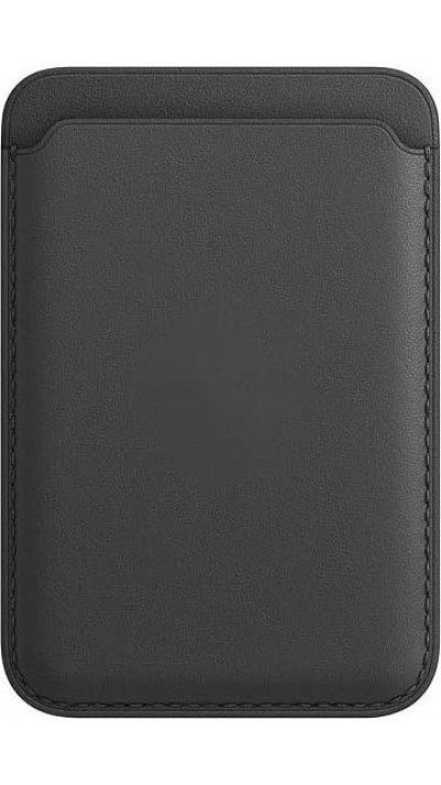 Porte-cartes magnétique wallet en cuir - Compatible avec Apple MagSafe - Noir