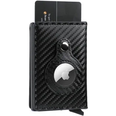 Porte-cartes et support AirTag 2 en 1 avec bloqueur RFID carbon fibre - Carbon