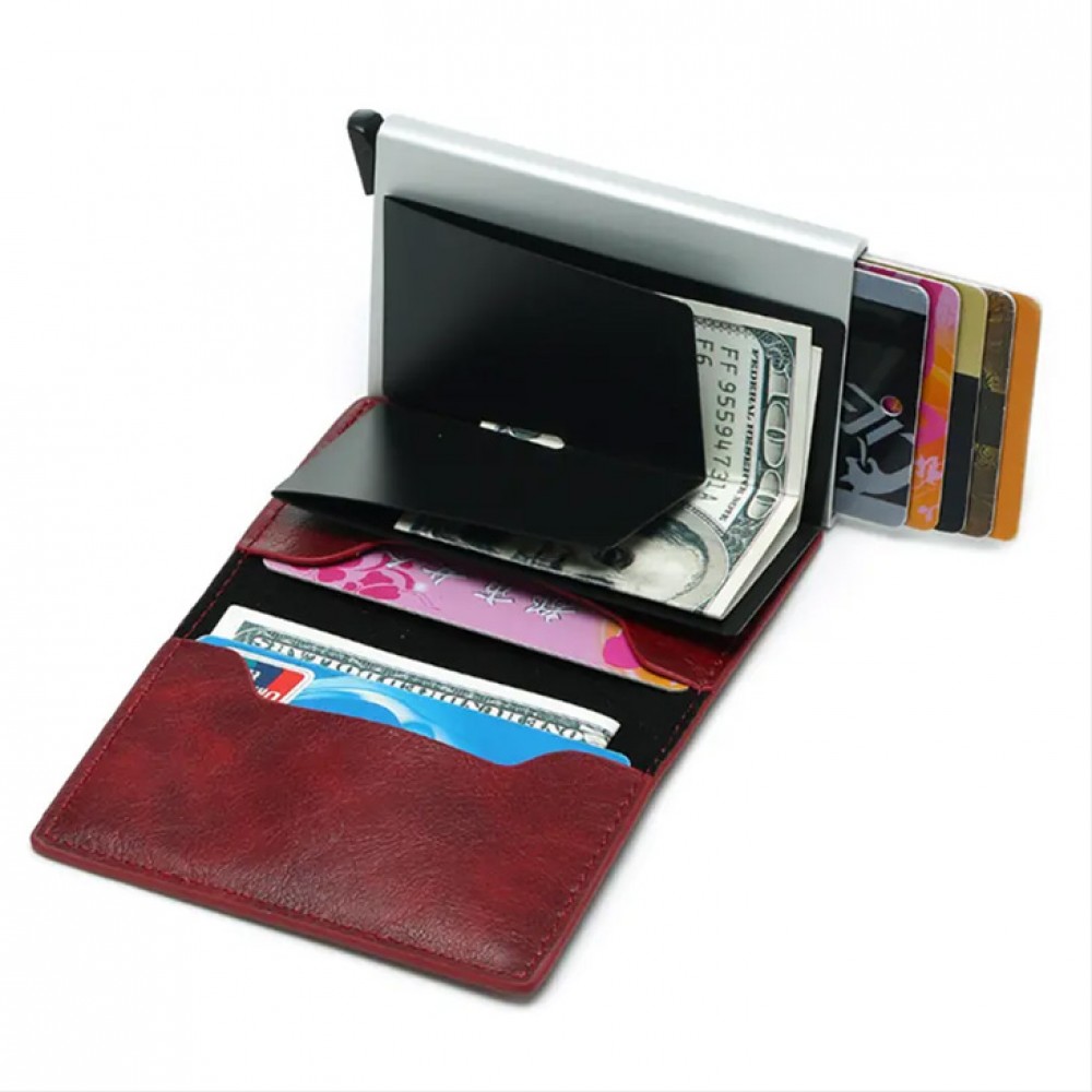 Porte-cartes et support AirTag 2 en 1 avec bloqueur RFID cuir synthétique -  Noir - Acheter sur PhoneLook