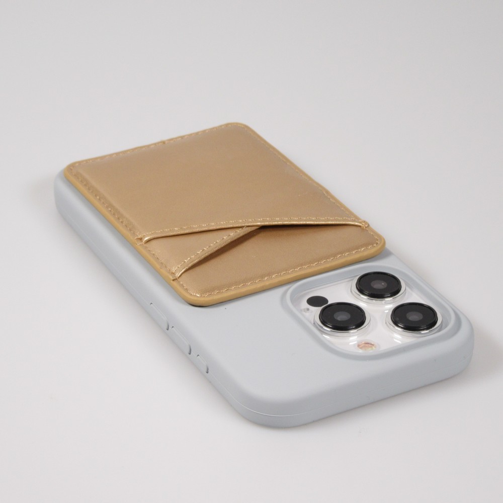 Porte-cartes magnétique universel en similicuir pour smartphones Apple MagSafe & Android - Or