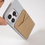 Porte-cartes magnétique universel en similicuir pour smartphones Apple MagSafe & Android - Or