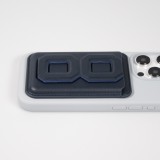 Magnetischer Kartenhalter wallet MagSafe veganes Leder mit starkem Magneten und integriertem Klappständer - Dunkelblau