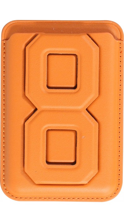 Porte-cartes magnétique wallet MagSafe cuir végan avec aimant fort et support pliable intégré - Brun clair