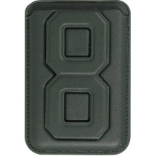 Porte-cartes magnétique wallet MagSafe cuir végan avec aimant fort et support pliable intégré - Vert foncé