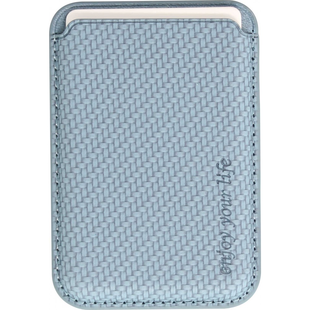 Porte-cartes magnétique wallet effet carbone - Compatible avec Apple MagSafe - Bleu