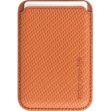 Porte-cartes magnétique wallet effet carbone - Compatible avec Apple MagSafe - Orange