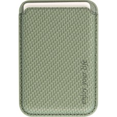 Magnetischer Kartenhalter Wallet Carbon Effekt - Kompatibel mit Apple MagSafe - Grün