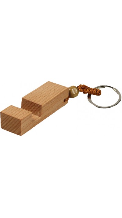 Porte-clé universel portable support-téléphone en bois - Brun clair