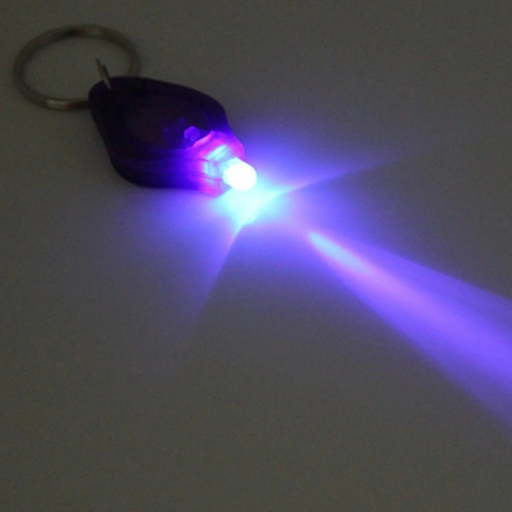 Universeller Schlüsselanhänger / Schlüsselring - UV Licht Lampe (Ultra Violet) - Schwarz