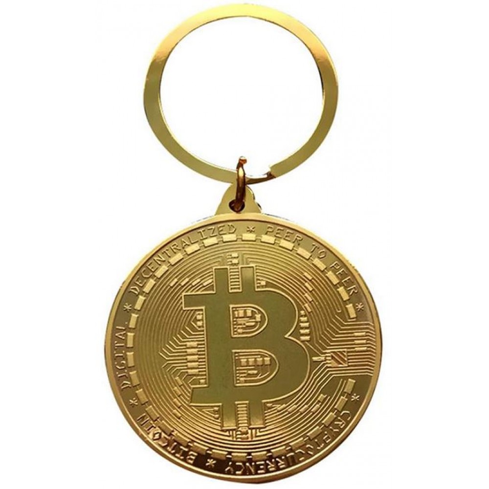 Porte-clés Bitcoin Pièce Token Crypto Culte - Or