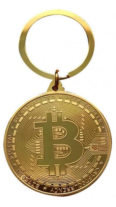 Porte-clés Bitcoin Pièce Token Crypto Culte - Or